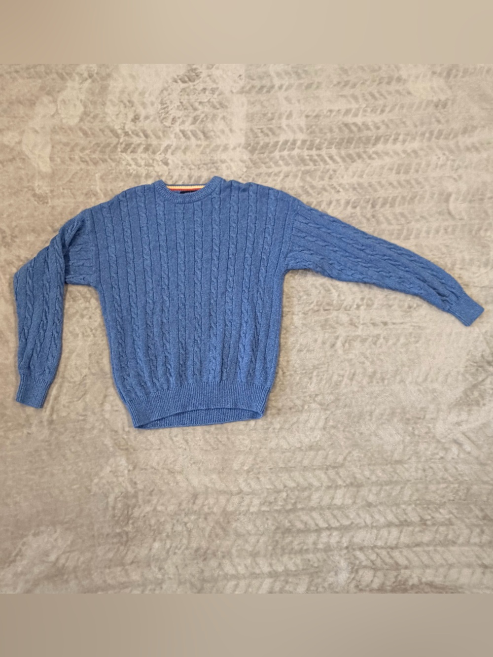 Woods & Gray Blue Cable Knit Preppy Striped Collar Sweater M